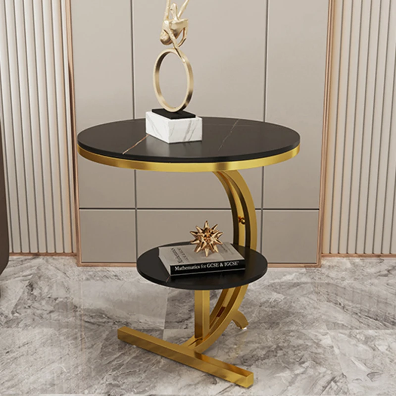 Marble Top Coffee Tables Steel Design Nordic White Metal Living Room Furniture Set Gold Round Modern Luxury Marble Coffee Tables