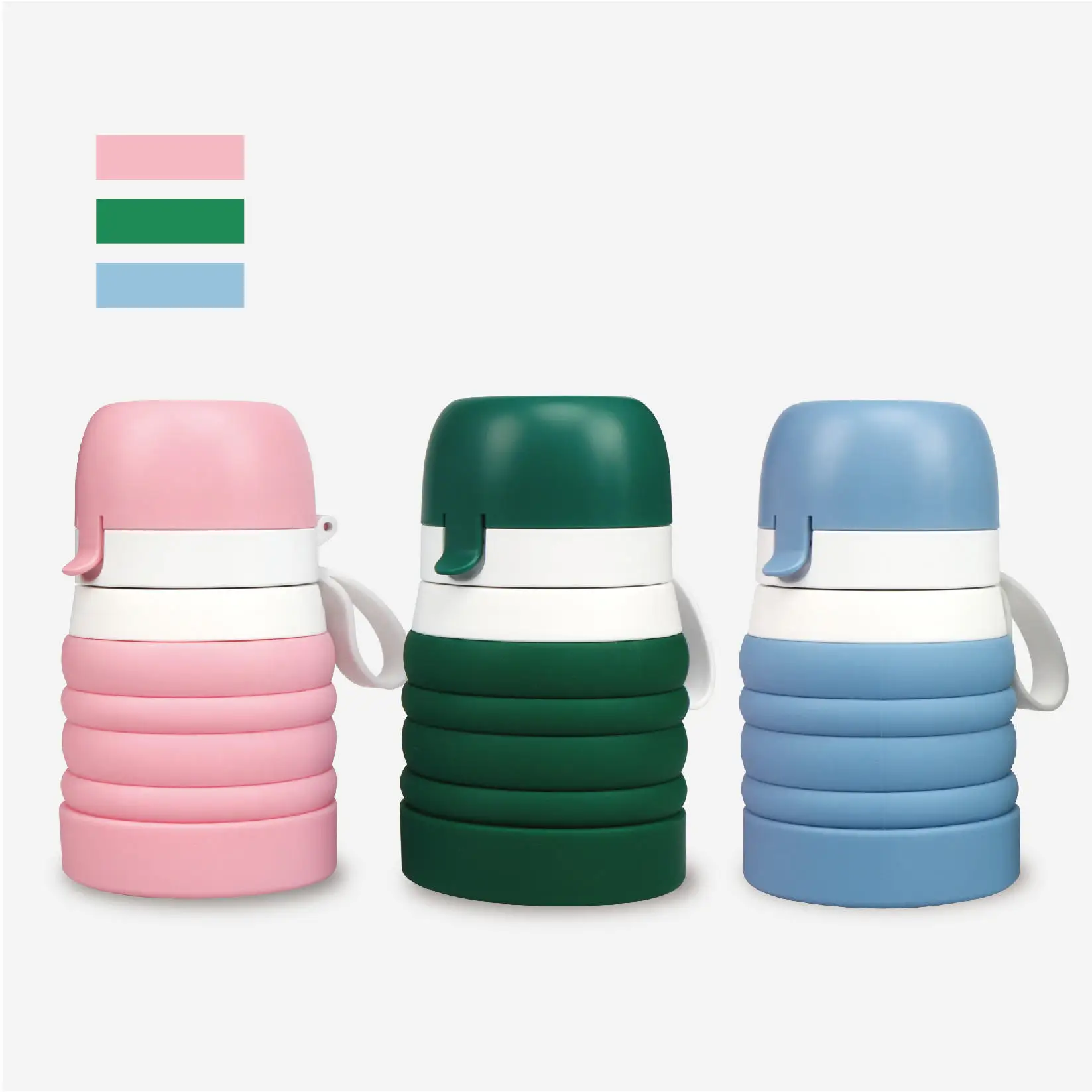 Collapsible Water Bottle 17oz Flip-Top Lid | Ultra-Packable Travel-Friendly Food-Grade Silicone