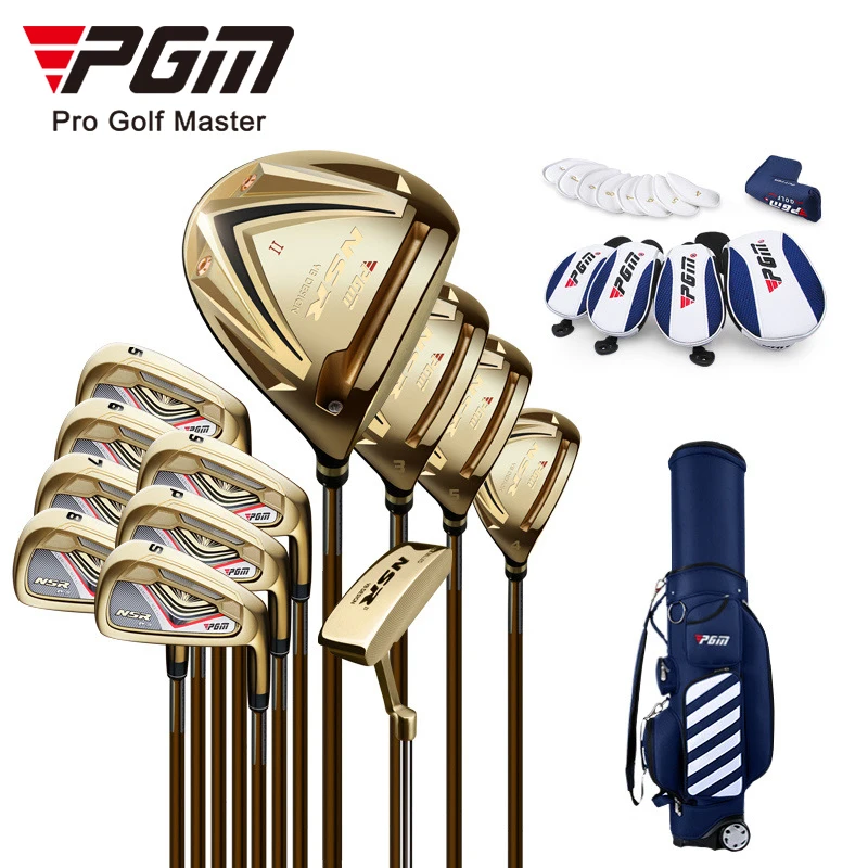 Wholesale PGM MTG017 NSR II Gold Black Color Men Golf Clubs Complete Set with Fashion Travel Golf Bag