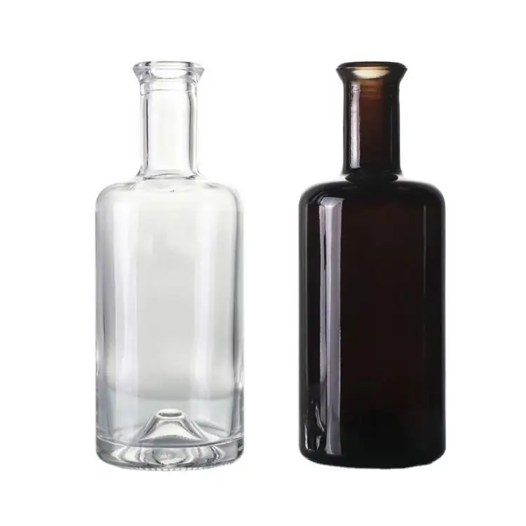Wholesale glass juniper amber 750ml empty wine bottles with seal caps for vodka liquor