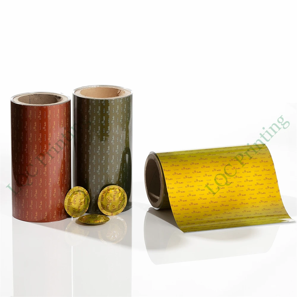 Custom printed Aluminium laminated barrier roll film for coffee capsules pod