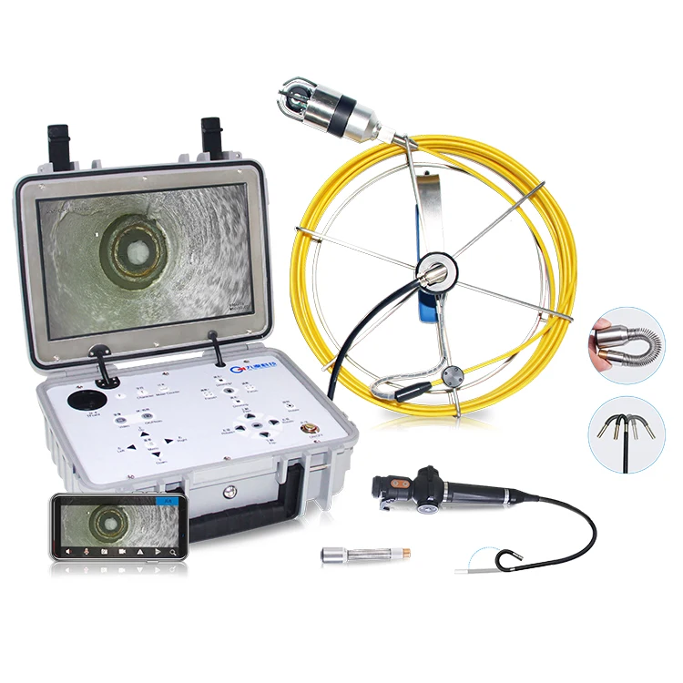 Waterproof Pipe Inspection System Industrial Drain Pipeline Push Rod Borescope Pan Tilt Camera