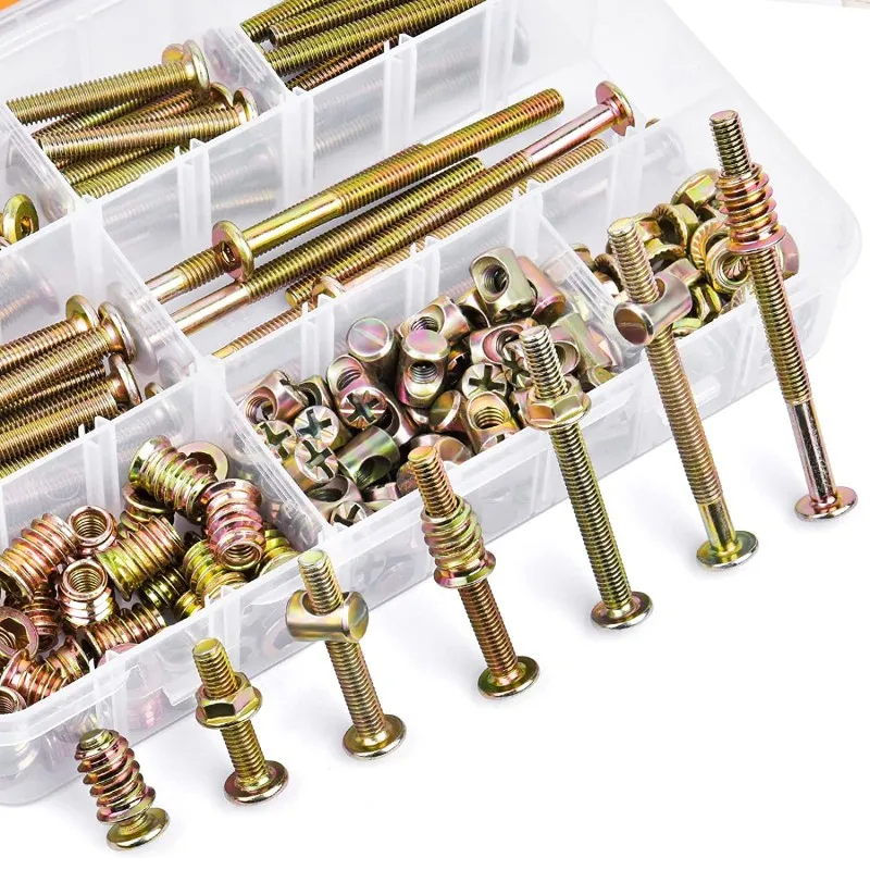 M6 Bolts Nuts Kit Furniture Bolt Crib Screws Kit Hex Socket Head Screws Nuts Barrel Bolt Nuts for Crib Bunk Bed Cot
