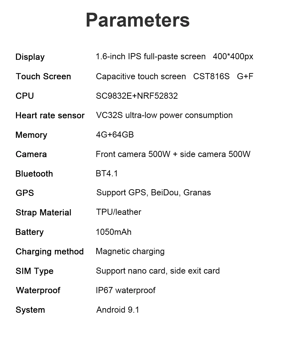 LEMFO New Arrival LEMP Android 9.1 heart rate blood pressure monitoring wifi GPS smart watch with glonass beidou
