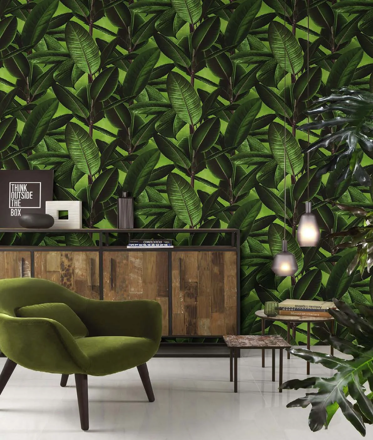 Natural Design Non Woven Wallpaper Sitting Room Bedroom Family Decorates Green Wallpaper