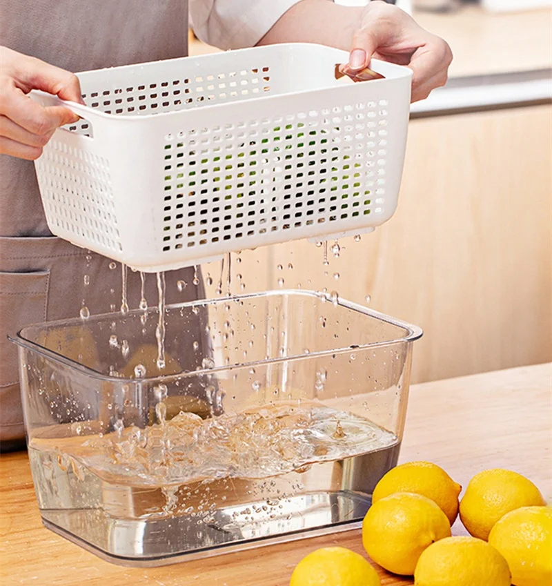 Fridge Organizer Container Set Keep Vegetables Fresh, Three Sizes Container Plastic Food Box Pantry Storage Organizer with Lid