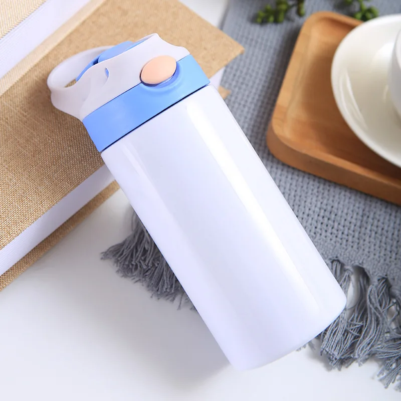 12oz 350ml Sublimation Blanks Kids Cup Stainless Steel Flip Top Straight Water Bottle Kids Sublimation Tumbler