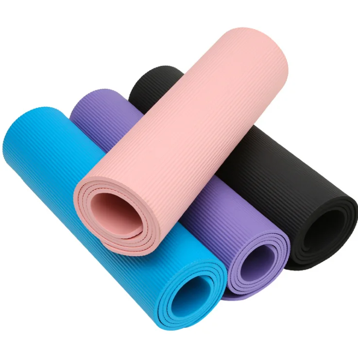 10mm NBR Yoga Mat Non Slip Gym Custom Logo With Carry Strap