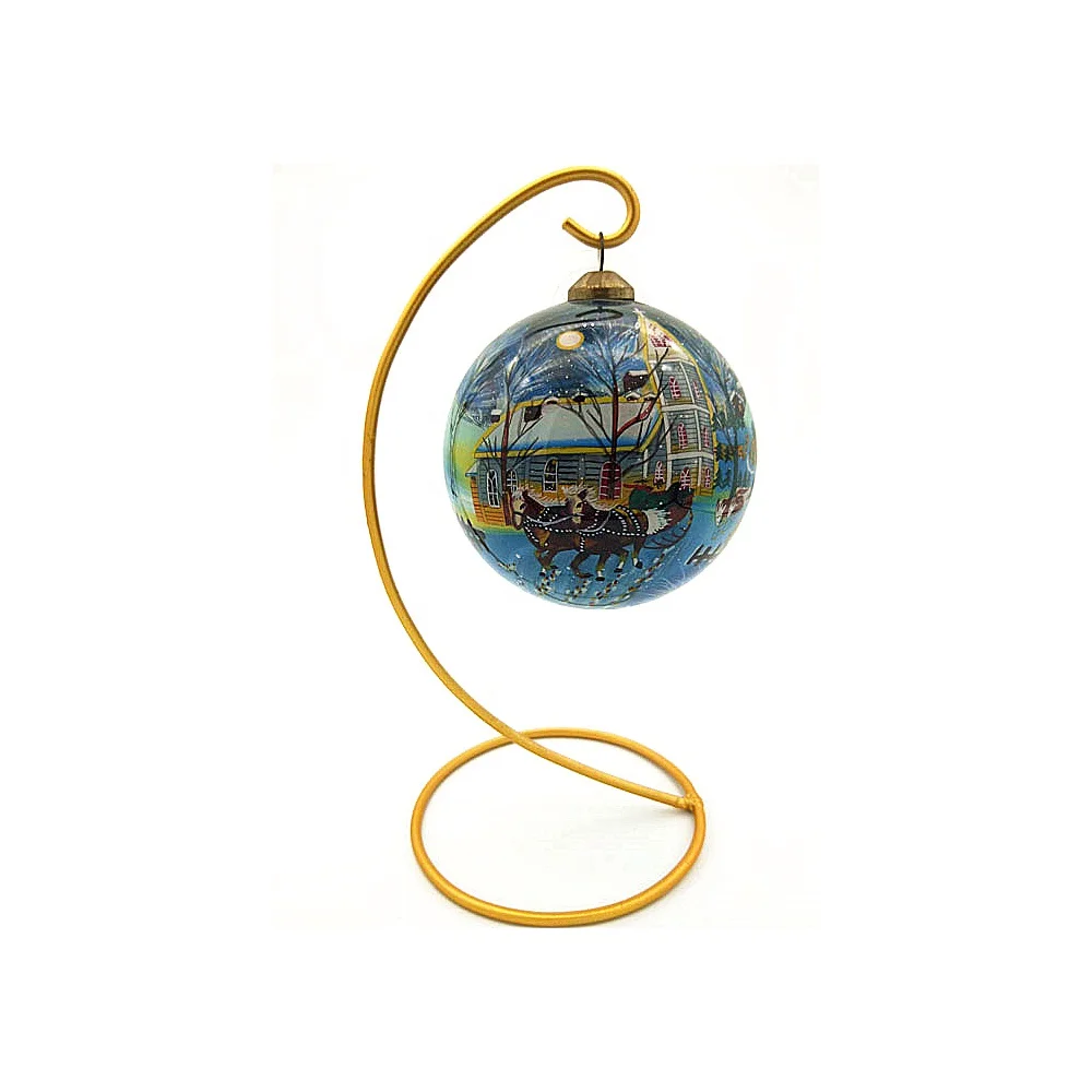 Custom Design Landscape Hand Painting Small Colored Glass Balls Fashion Hanging Home Decor Ball For Sales