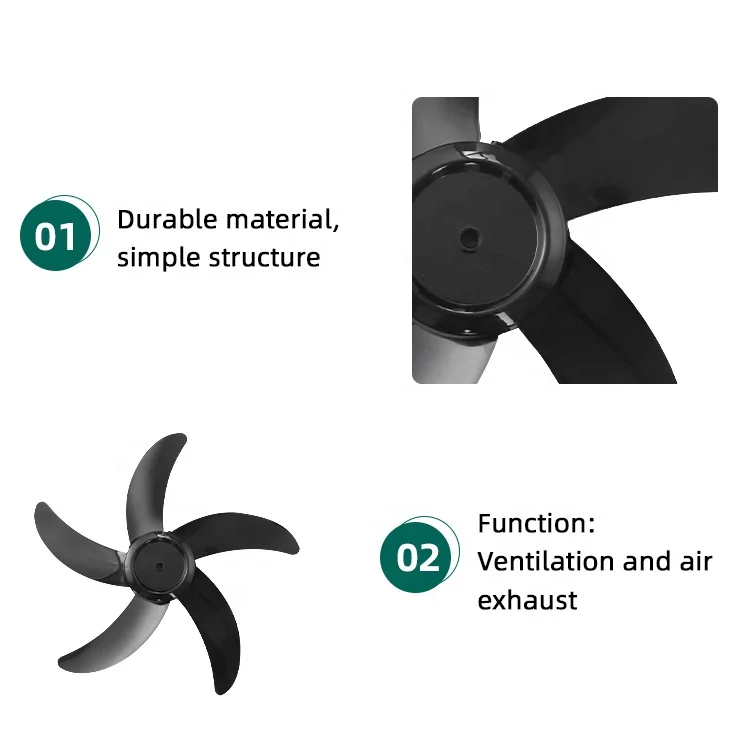 PP material propeller air cooling exhaust fan blade black white color plastic home room stand fan blades