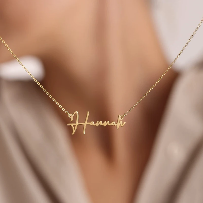 Custom Gold Name Necklace Women Personalized Nameplate Pendant Necklace Stainless Steel Jeweley Girlfriend Gift