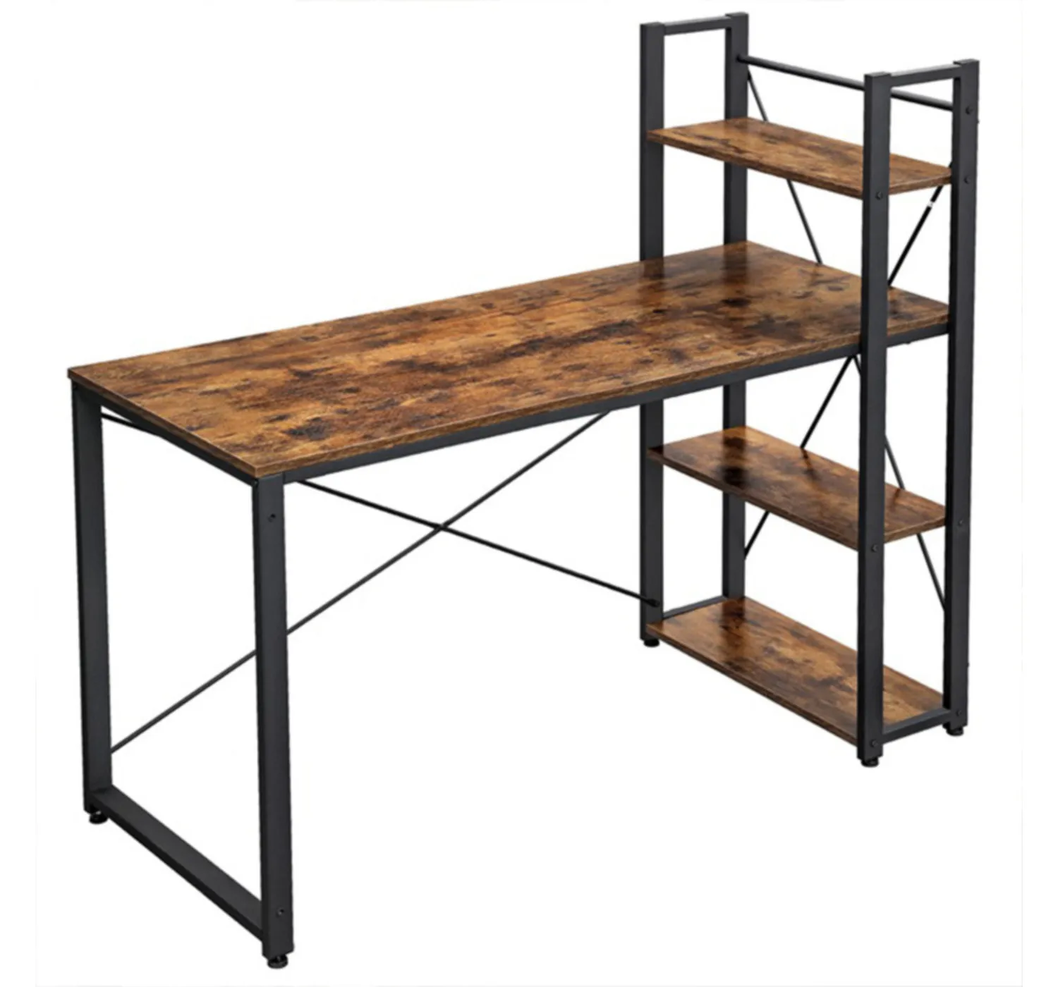 
Corner Computer Desk with Bookshelf Cheap Writing Study Wood Industrial Modern Home Office PC Desk 