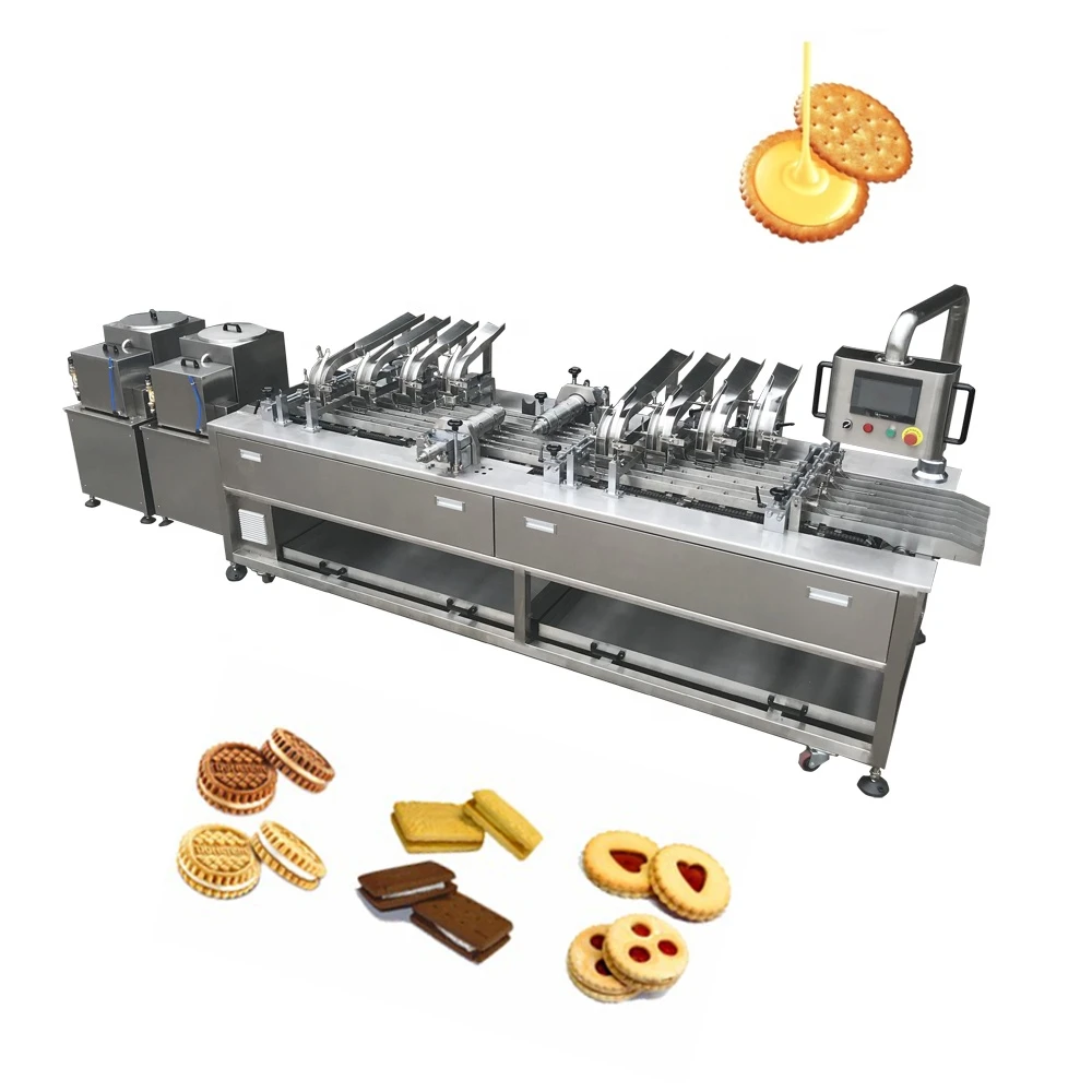 High productive four lanes maquina de galletas sandwich biscuit cookie machine maquina fabrica galletas factory