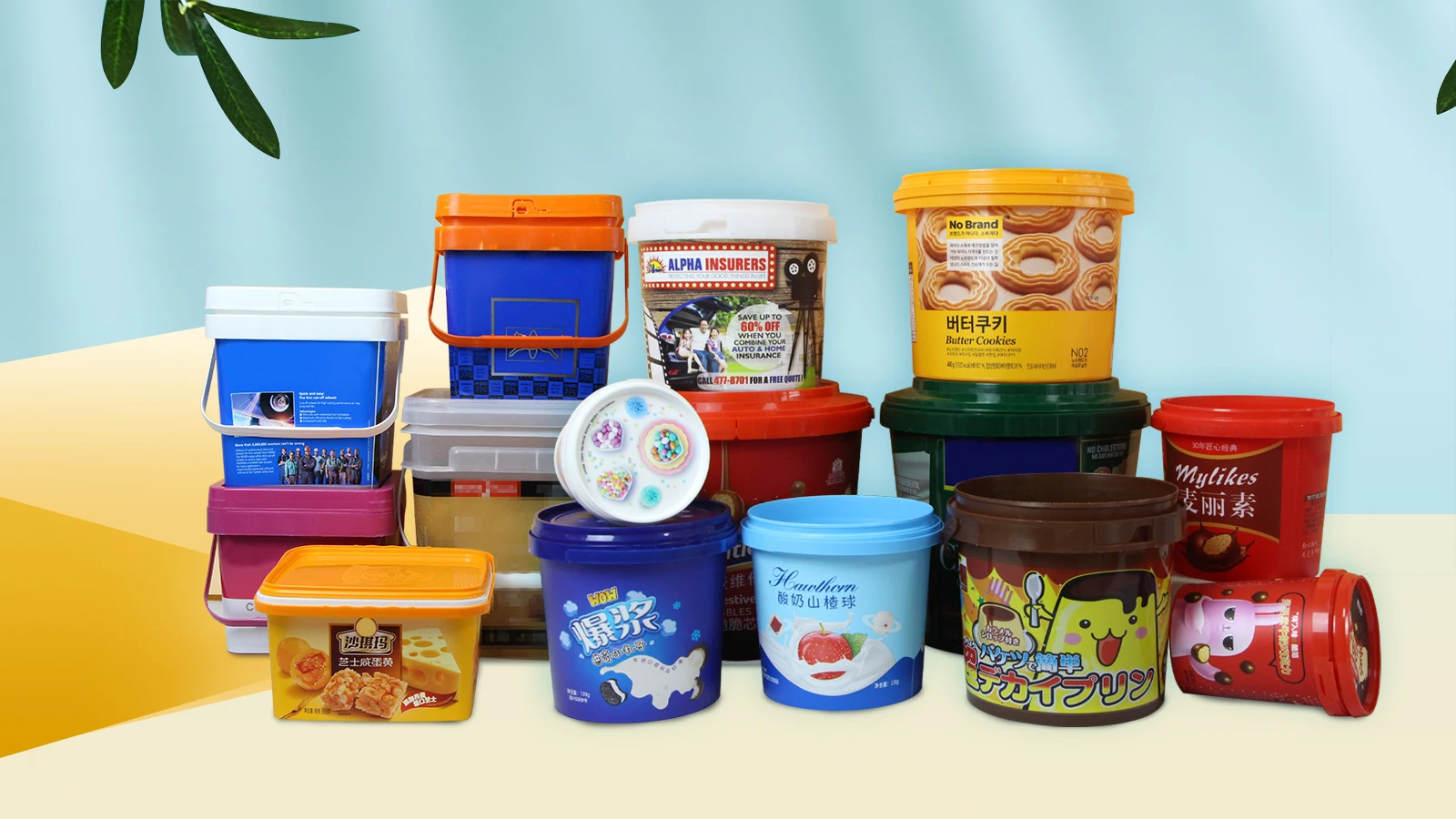 Оптовая продажа 200ML-25L 100% Новый Pp Пищевой прозрачный ведро квадратный Прозрачное пластиковое с крышкой и