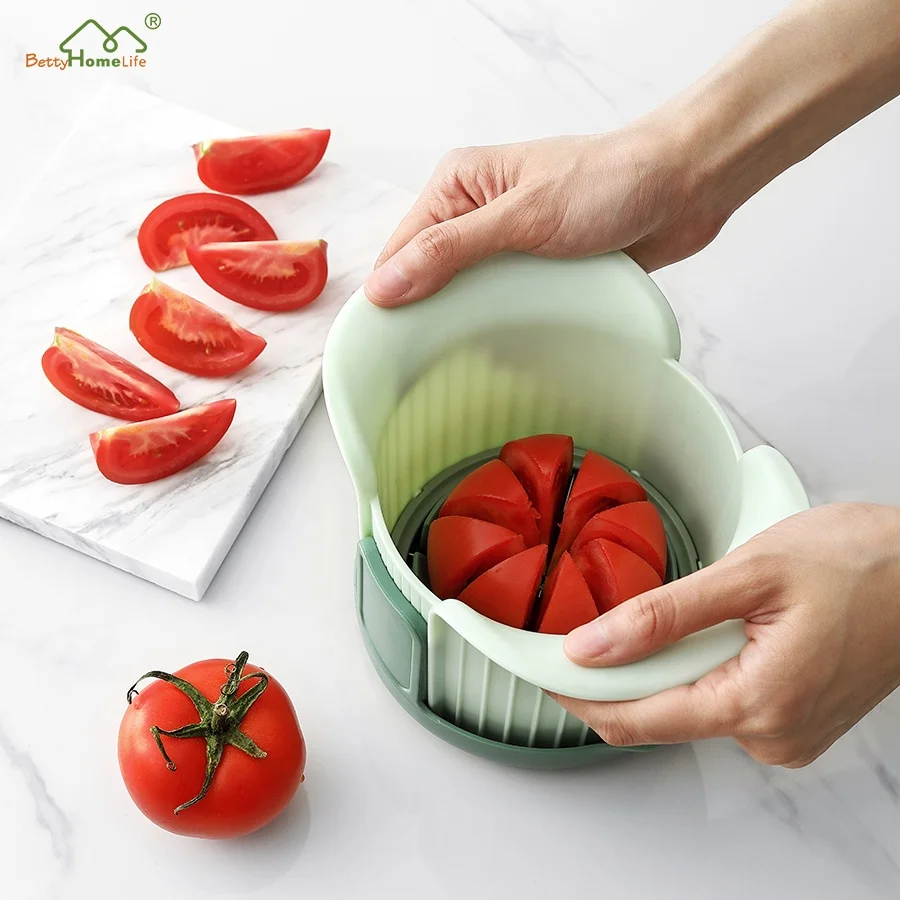Wholesale Custom Hand Held 2 in 1 Multifunction Vegetable Cutter Slicer Tomato Chopper Cutter with Holder