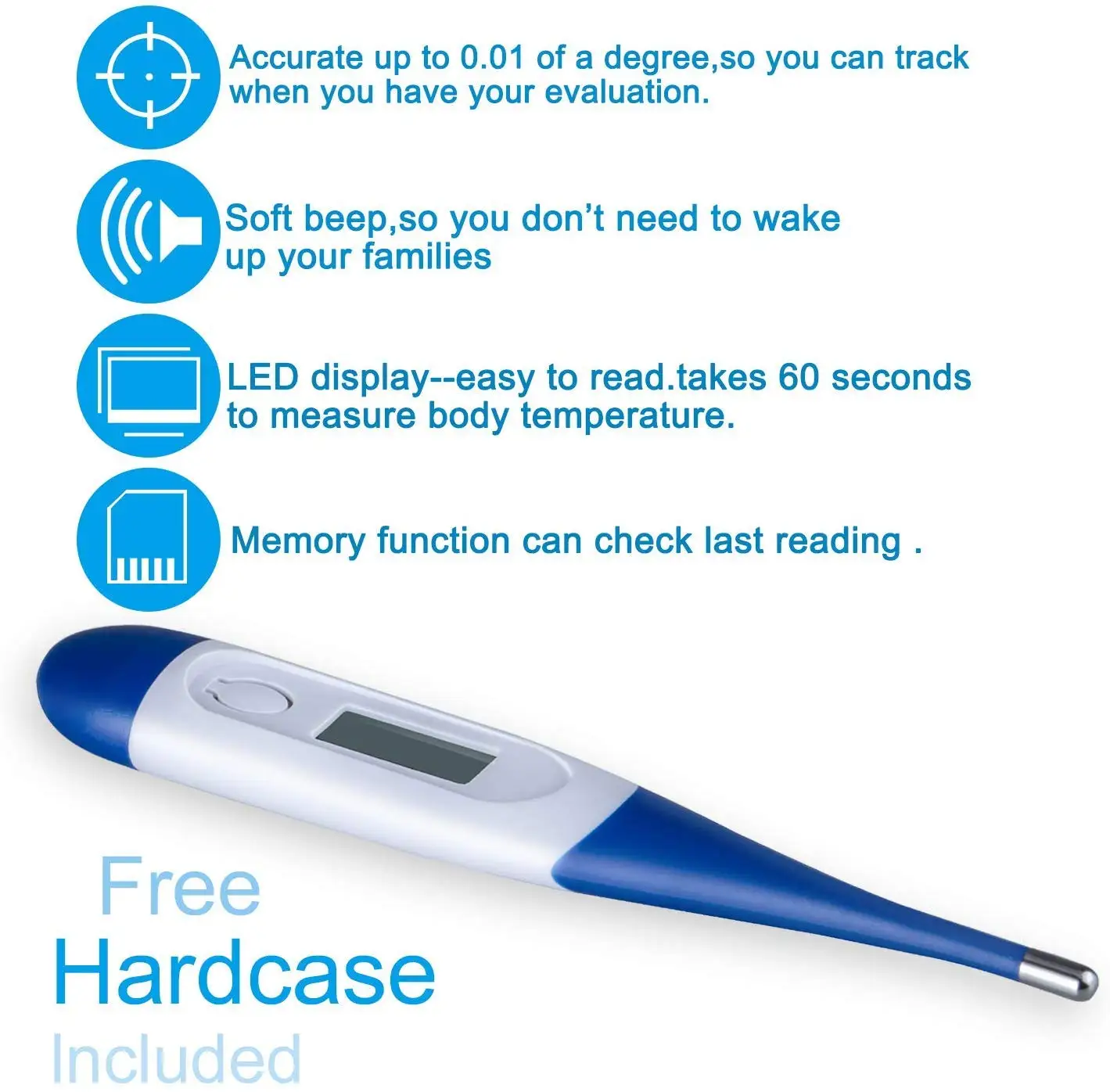 Flexible tip portable medical digital thermometer 3 in 1 modes memory function high accuracy waterproof fast reading CE RoHS