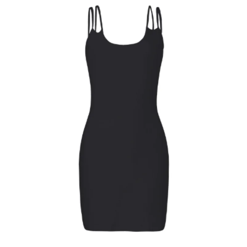 Hugepod NO MOQ Free Custom Logo DTG Printing Skinny Double Strap Cami Casual Midi Custom Dress For Women