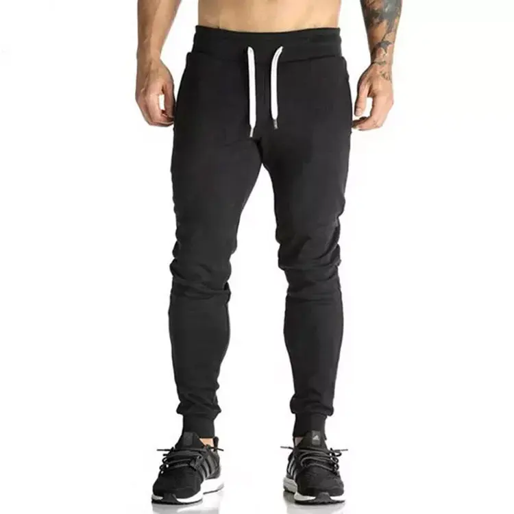 custom breathable plain solid high drawstring waist activewear sports training jogging pants men