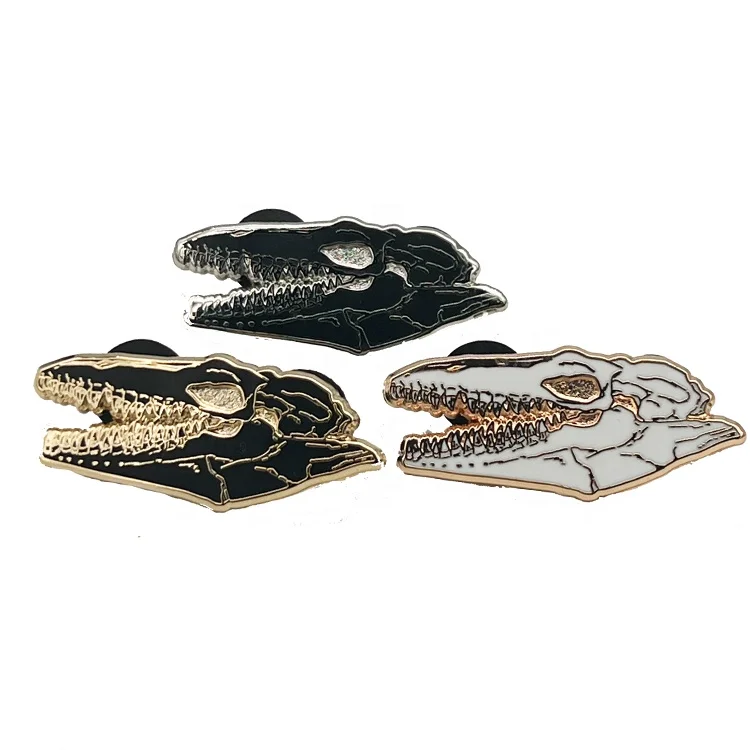 Заводская цена производитель металлические золотые булавки динозавр кость логотип шапка эмаль поставщик