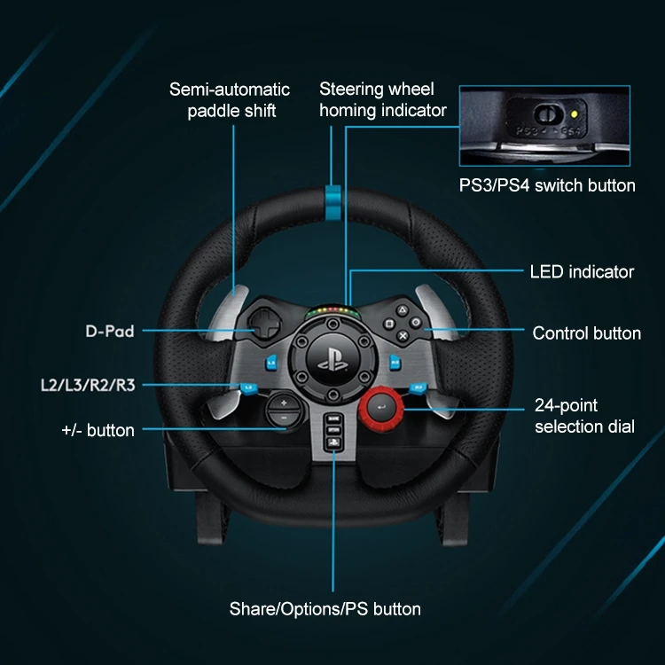 Оригинальный игровой гоночный рычаг управления Logitech G29 для PS3 / PS4