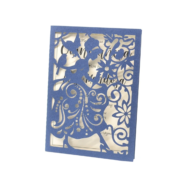  quinceanera party supply invitation cards sweet 15 years celebration invitations with envelopes or box for