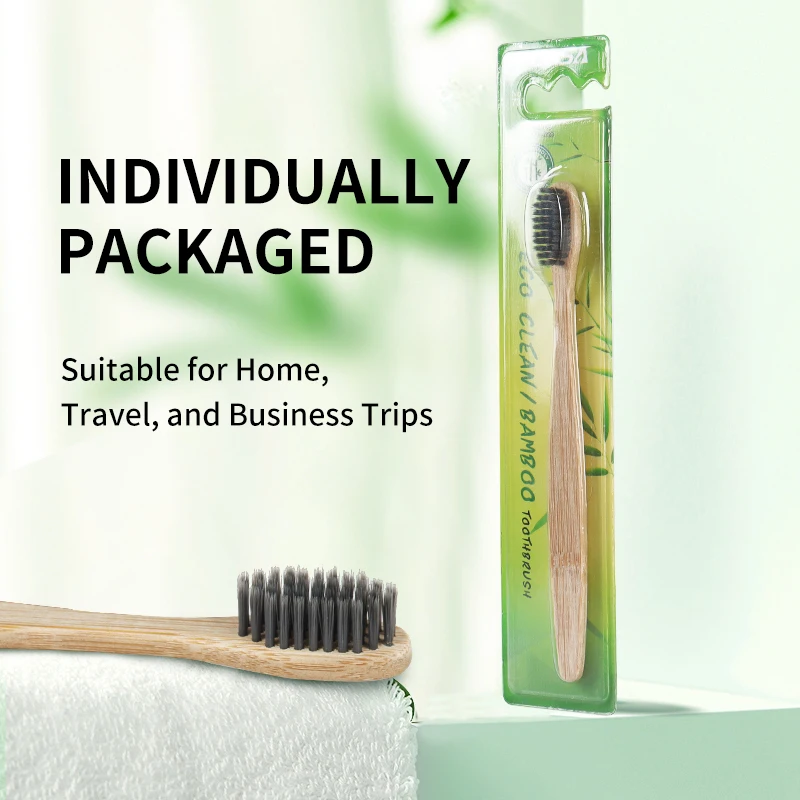 customizable Logo Black  Ultra Soft Fine Bristle Bamboo Charcoal Toothbrush For Adult