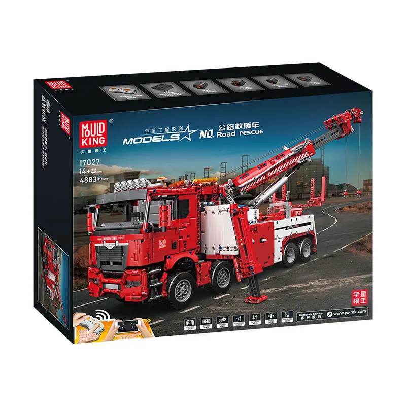Hot Selling Mould King 17028 Road Rescue App Rc Remote Control Technic Engineering Construction Vehicles Building Blocks