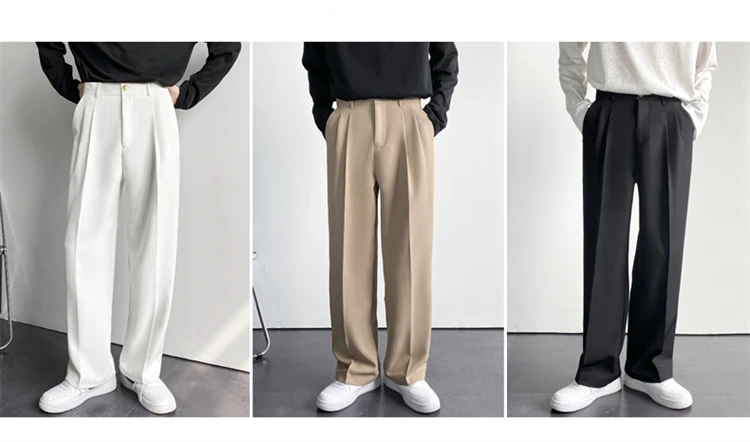 2024 Spring and autumn new draping straight leg suit pants men loose Korean version of casual wide-leg trousers mopping pants