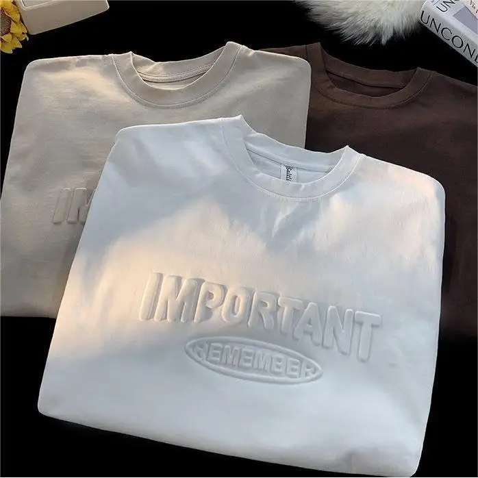 2024 t-Shirts Supplier Wholesale Men 3d Embossing t Shirt Printing High Quality Custom Logo Embossed Tshirts
