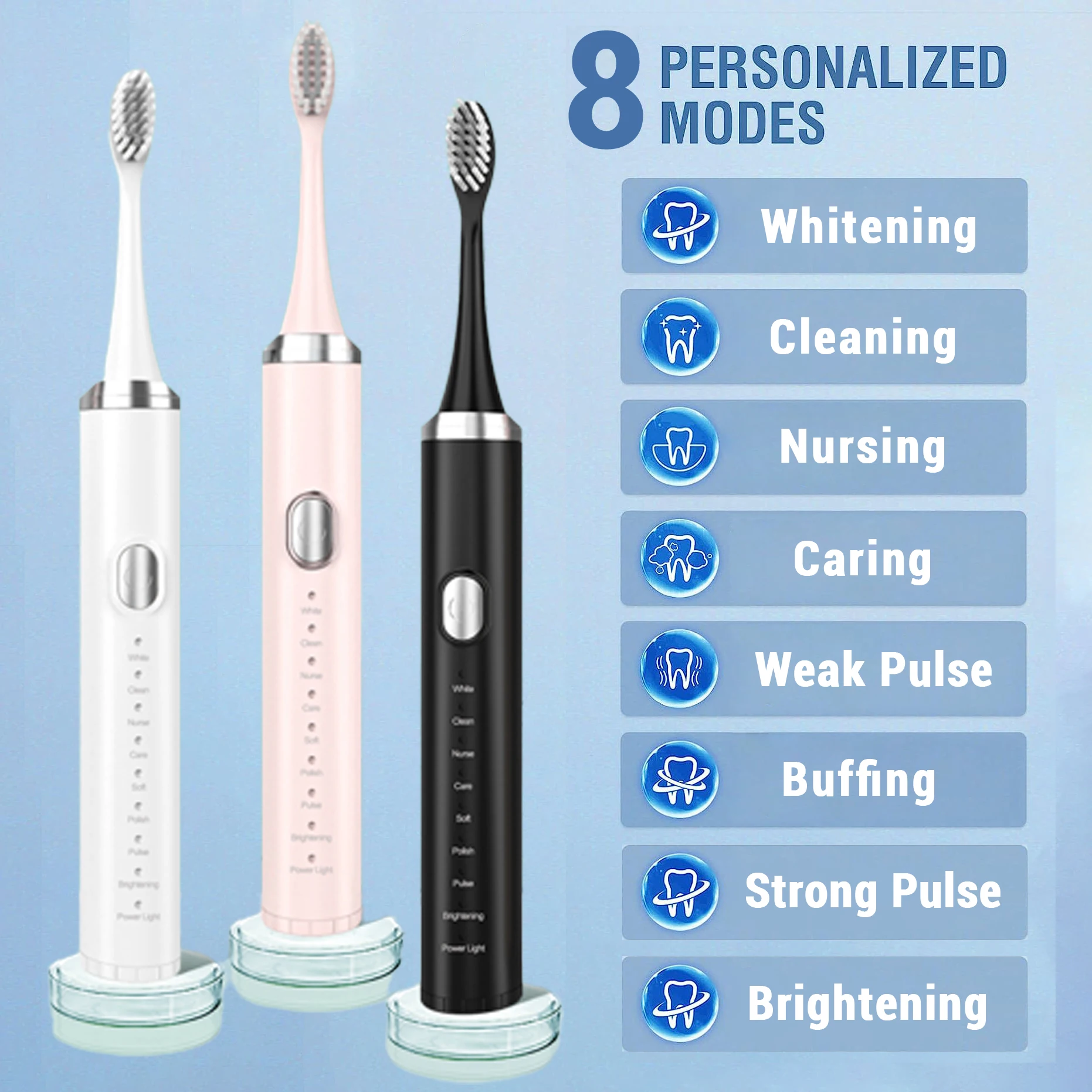 Private Label Teeth Whitening Tooth Brush Intelligent Sonic Electric Toothbrush for Adult