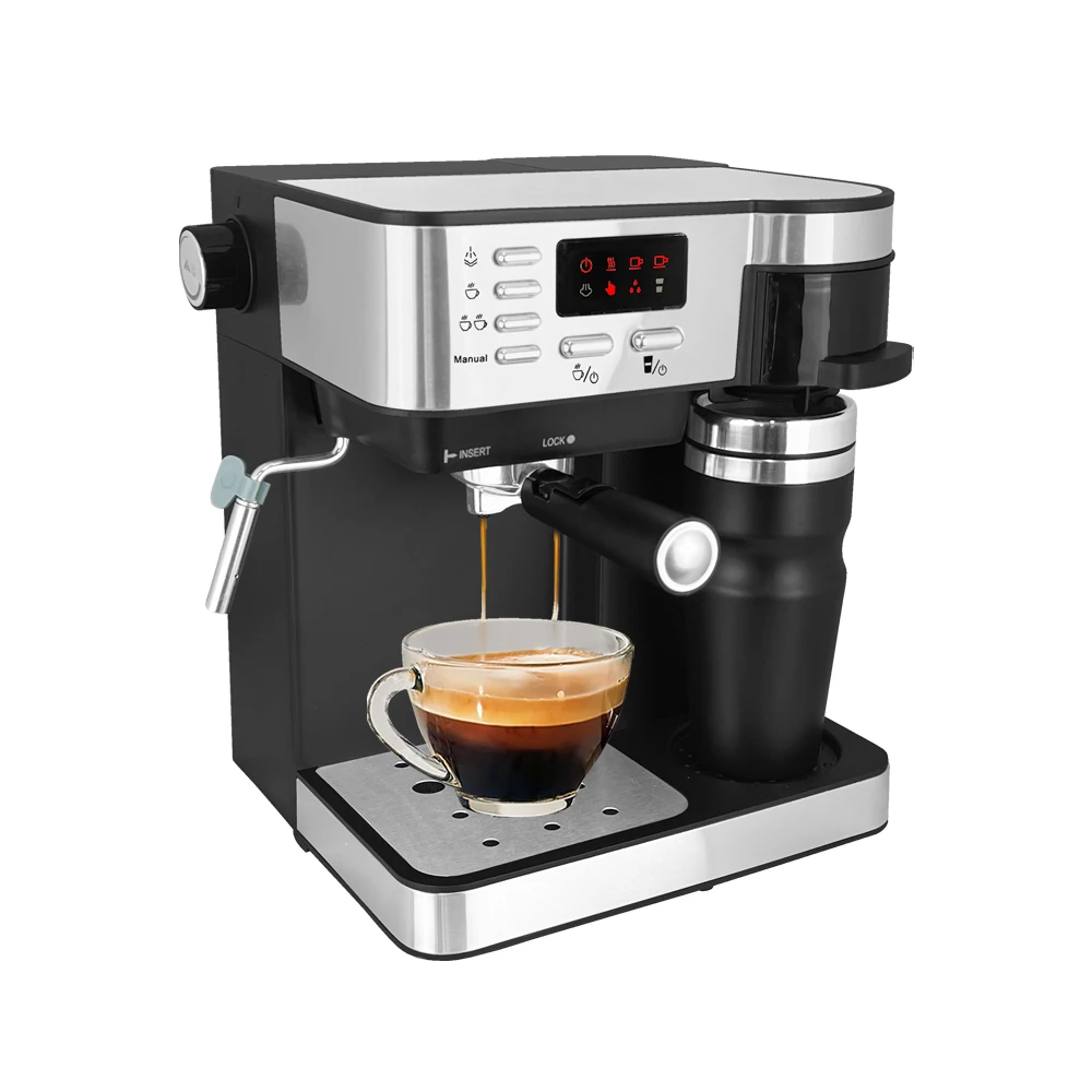 Professional Multi Function Coffee maker 2 in 1 Stainless Steel Espresso Coffee Machine with Portable Coffee Mug For Household