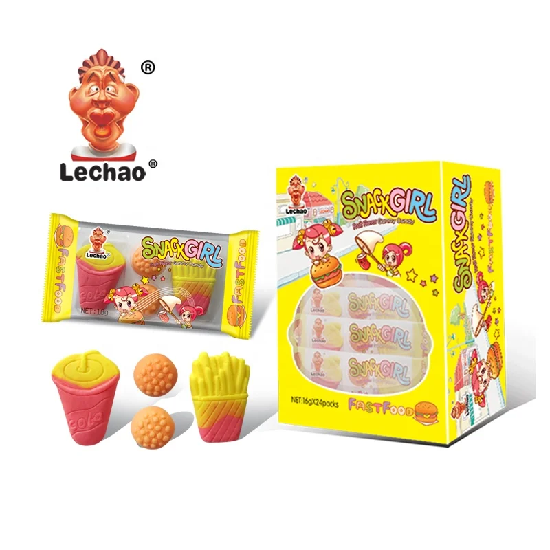 Wholesale cola bottle hamburger french fries fast foods series gummy candy assorted soft candy