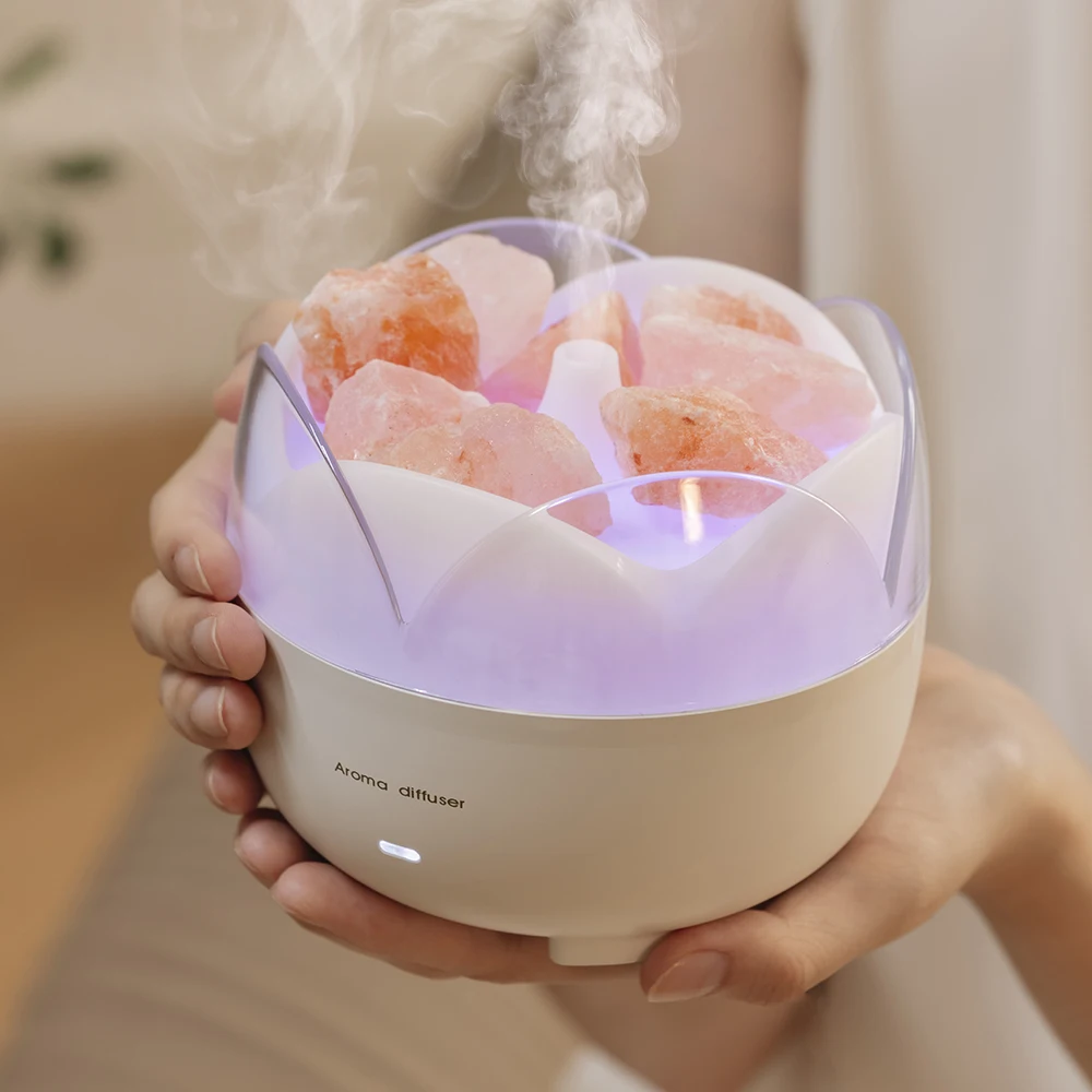 250ml Salt Stone Air Humidifier LED Lamp USB Essential Oil Diffuser Car Purifier Aroma Anion Mist Maker Oil Diffuser