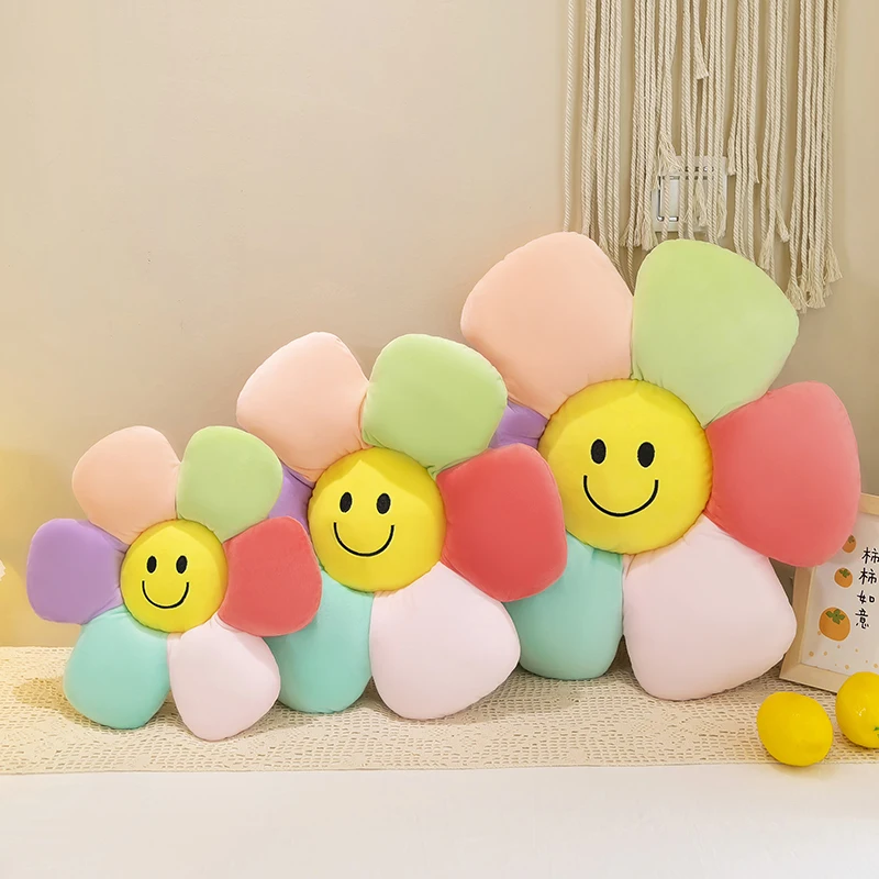 Новая красочная подушка в виде подсолнуха, оптовая продажа, мягкая игрушка для дивана, кровати, плюшевая детская милая мягкая подушка в виде подсолнуха, плюшевая игрушка
