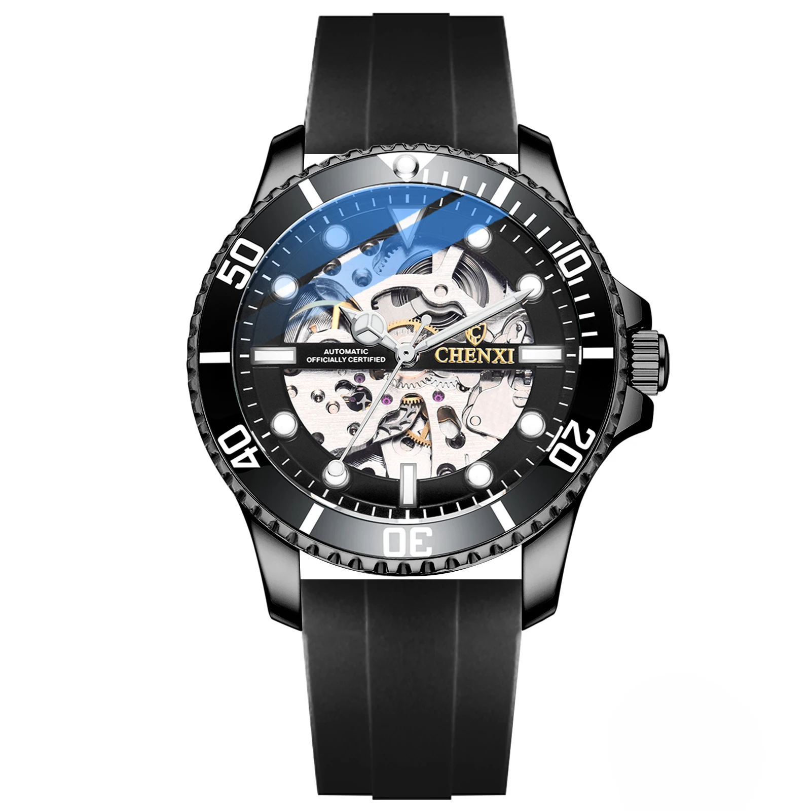 Cool New Arrival Fashion Sports Customized Design Your Own Brand Logo Silicone Mens Automatic Mechanical Skeleton Watches