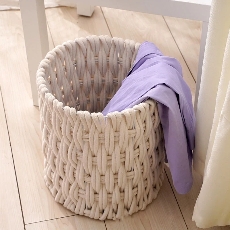 thick rope basket cotton thread  natural  baby laundry woven cotton cord basket