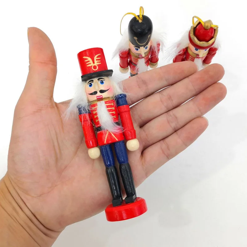 6pcs/set 12cm Wooden soldiers Christmas Nutcracker Ornaments Set Hanging Decorations Puppet Toy Gifts