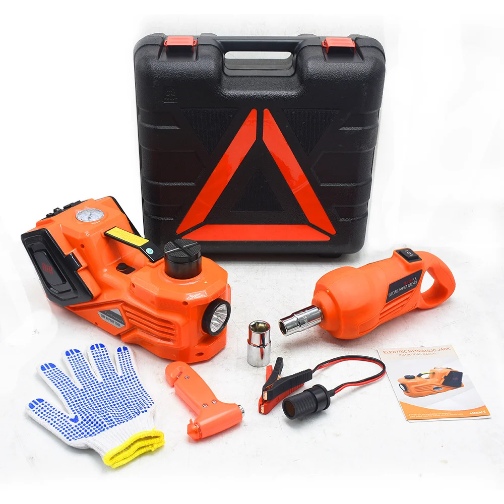 3 In 1 Portable Electronic Car Jack Hydraulic Air Inflatable Bag Car Lift 12 Volt Impact Wrench Electric Car Jack Tool Kit
