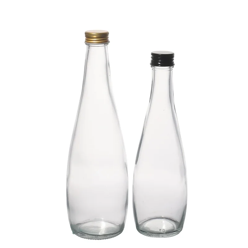
High Quality Suppliers Glassware Customize Clear Glass Water Bottle with Metal Lid 330ml 500ml 