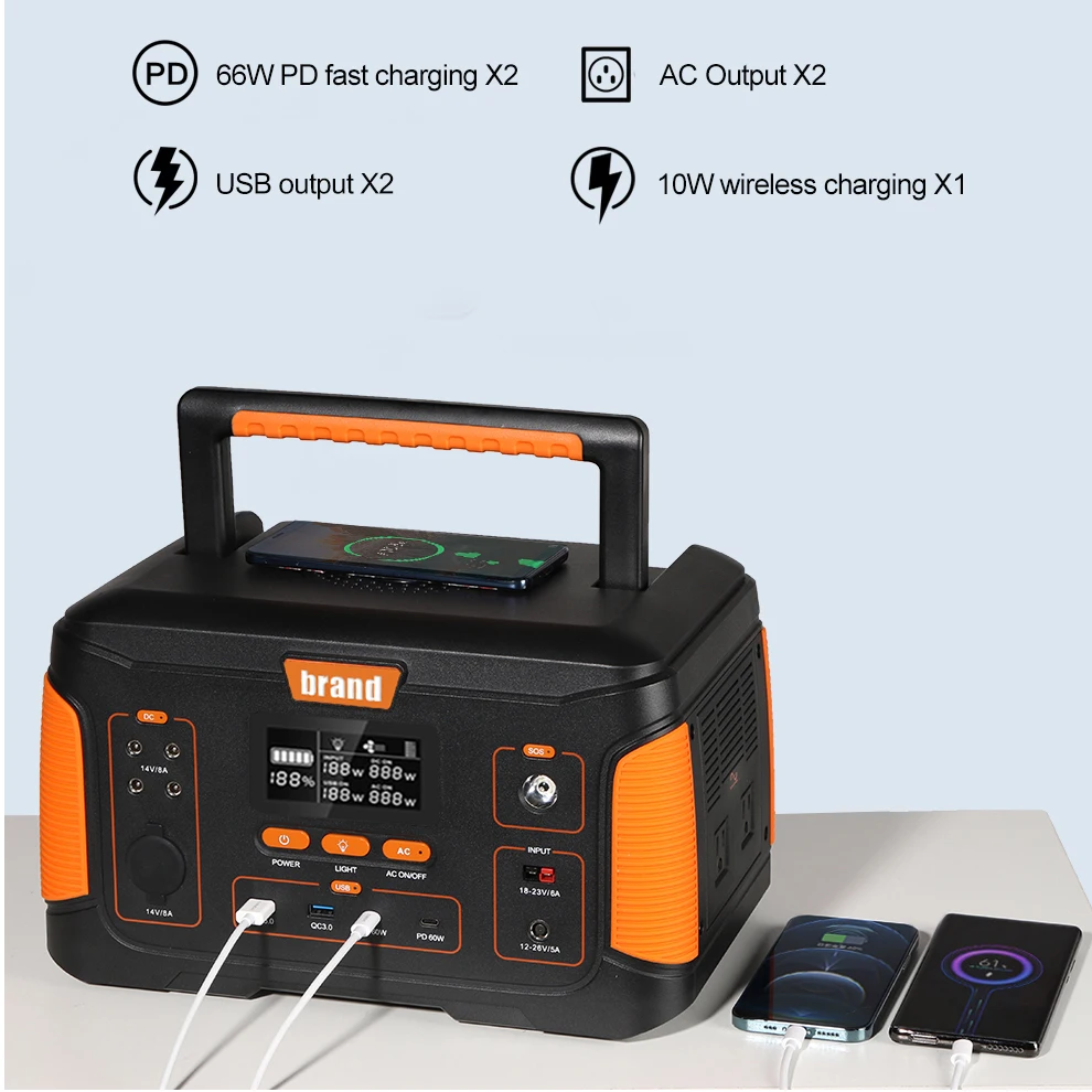 Solar generator lifepo4 battery1000w 2000w portable power station with solar panel