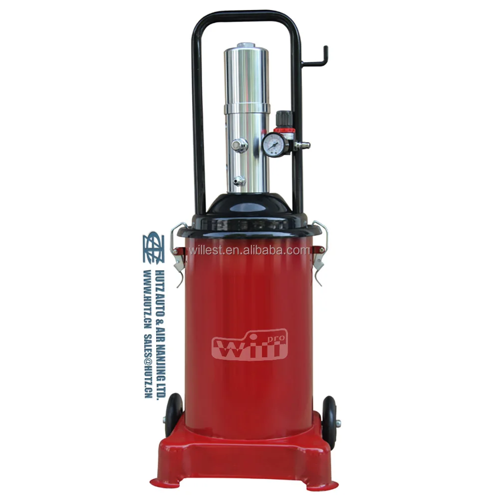 60:1 pneumatic grease dispenser HUTZ air operated grease pump with 12L or 15L barrel GPT12AC60L1 mobile bucket grease lubricator