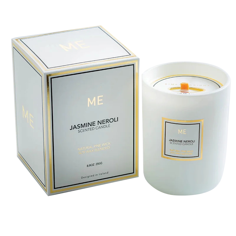 Mescente Luxury Custom Glass Bottle Woodwick Strong Scented Soy Candles, Wood Wick Candle