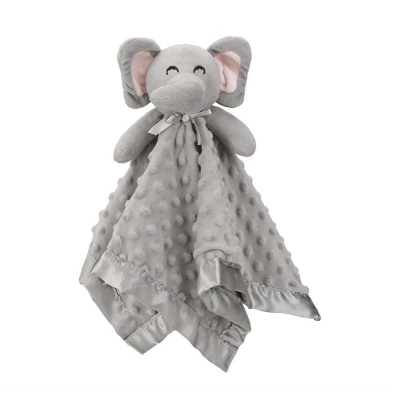 Wholesale Custom Plush Elephant Security Blanket Grey Soft Baby Lovey Unisex Gift for Toddler