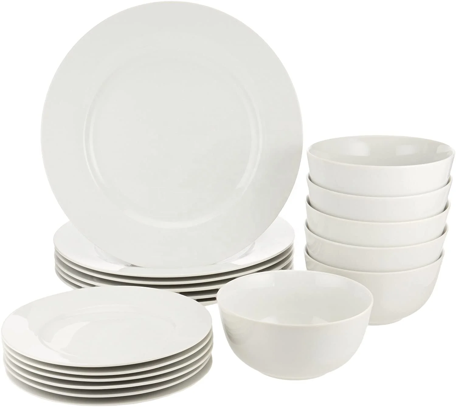 Simple Elegant White 18-Piece Melamine Kitchen Dinnerware Sets Melamine Dinner Plates Hotel Restaurant Party Ware