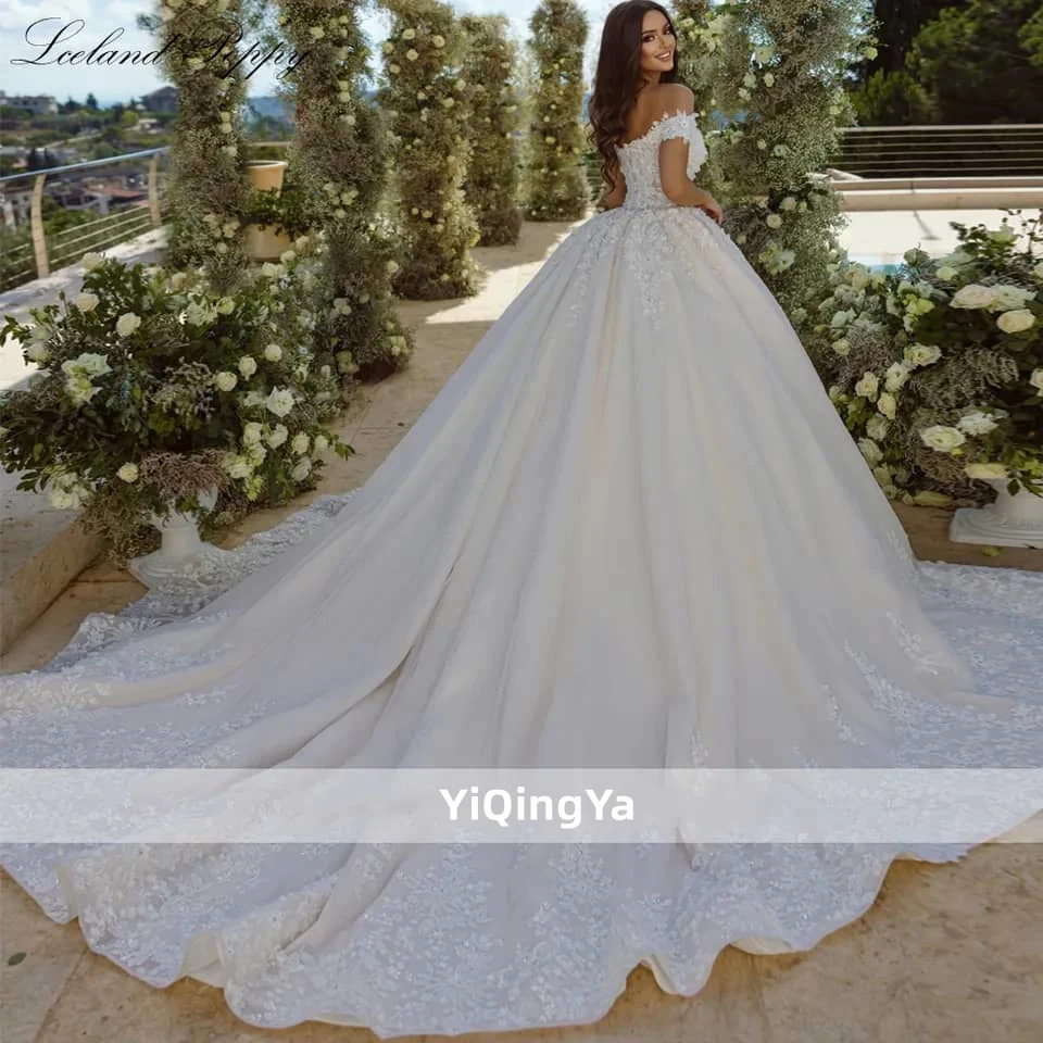4113# Luxury Wedding Dress Bridal Gown For Women Tail Off Shoulder Slim Illusion Outdoor White Wedding Dress For Bride