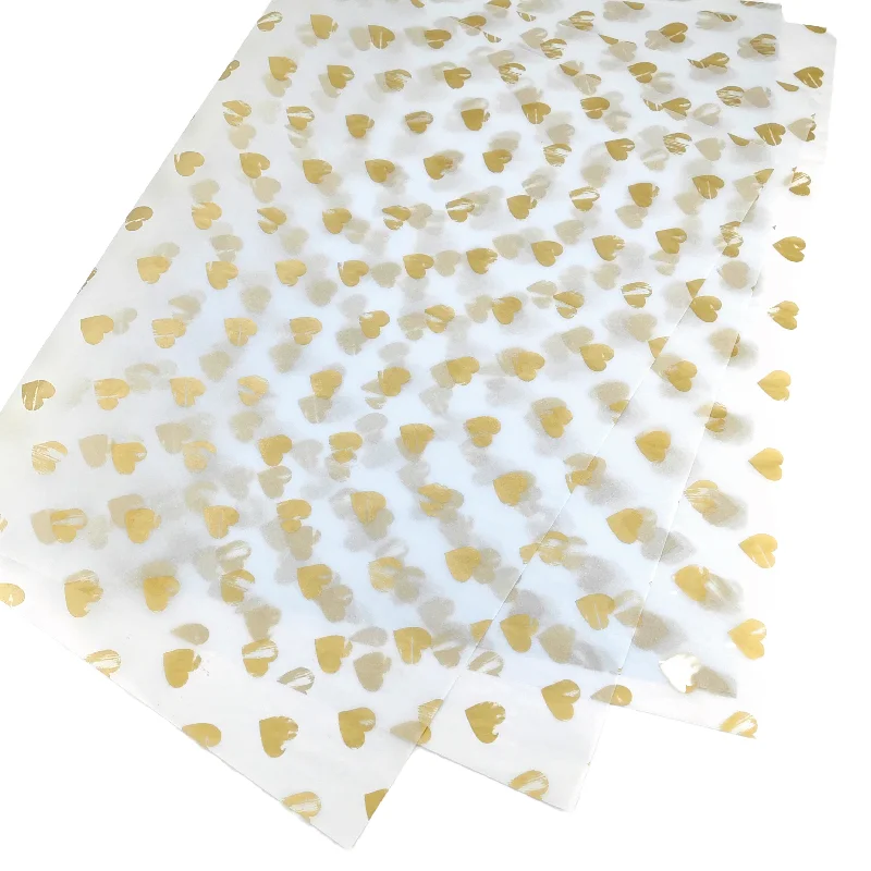 50x75cm Golden Love Wrapping Tissue Paper with Golden Stars and Gold Dot on Black Background Bio-Degradable for Packaging Ties
