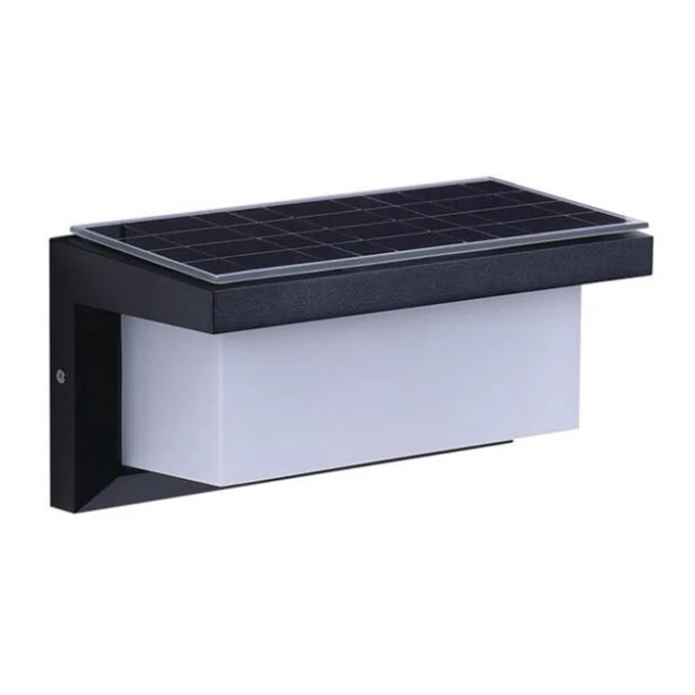 
Garden Courtyard Waterproof IP65 Aluminum Acrylic Square Matte Black 18W 30W outdoor LED solar wall lamp 