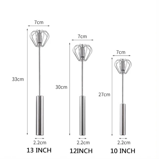 
New Style Stainless Steel Semi-automatic Rotating Egg Beater Kitchen Tool Durable Egg Whisk 