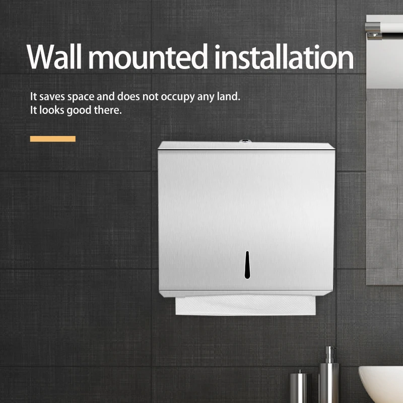 Hotel Bathroom Wall Mounted Stainless Steel Hand Toilet Tissue Paper Towel Dispenser Holder