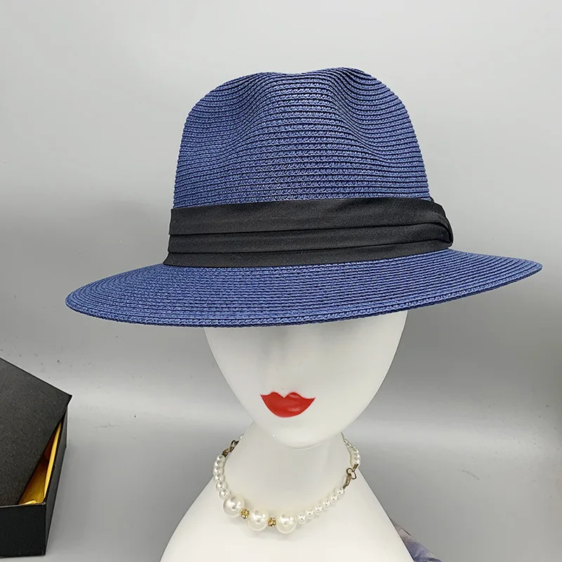 Пляжные 18 см Брим широкие жесткий риса костюм большой Fedora соломенная шляпа с изготовленным на заказ